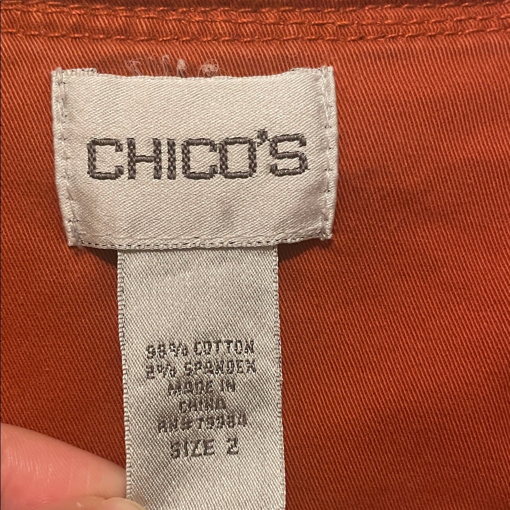 Chico's Rust Ruffle-Trim Zip Jacket - Picture 2 of 5